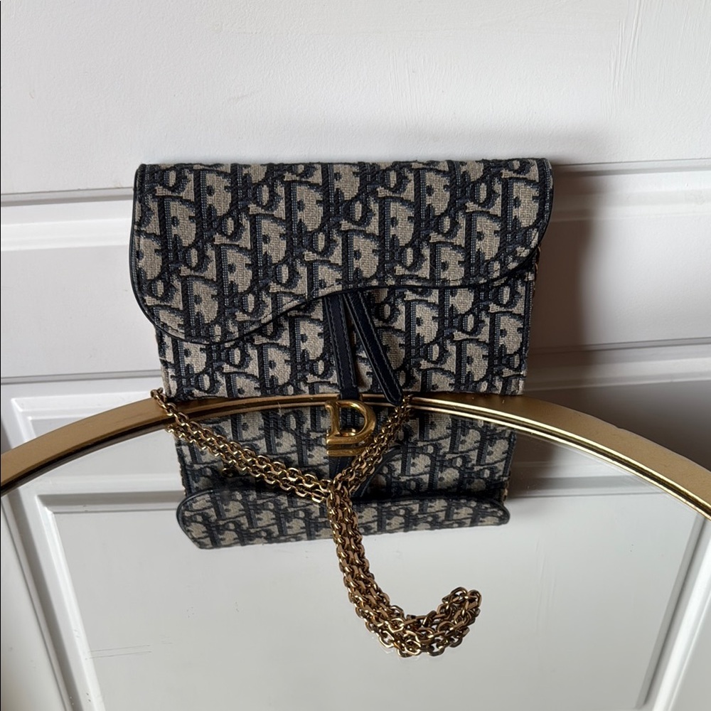 Dior Navy and Gold Women's Wallet on a Chain Bag